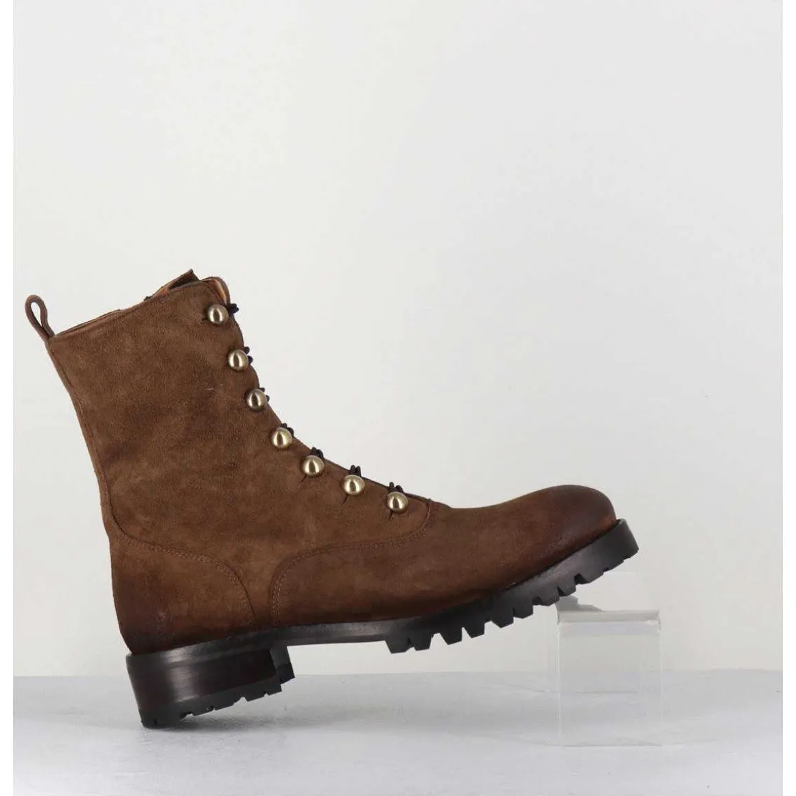 Bottines A Boutonniere En Daim Marron Brosse - 2738 Peach Sandalo