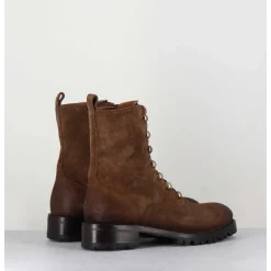 Bottines A Boutonniere En Daim Marron Brosse - 2738 Peach Sandalo