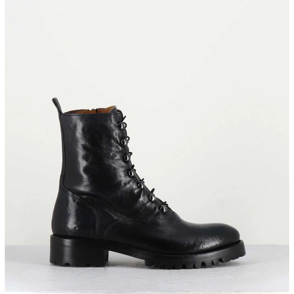 Bottines A Boutonniere En Cuir Noir - 2738 Buffalo Nero