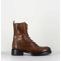 Bottines A Boutonniere En Cuir Camel Patine - 2738 Buffalo Segale
