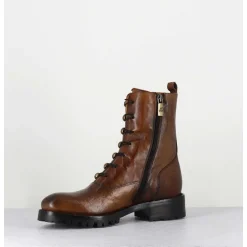 Bottines A Boutonniere En Cuir Camel Patine - 2738 Buffalo Segale