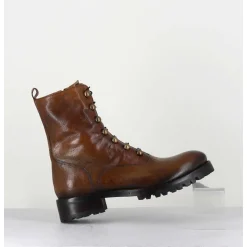 Bottines A Boutonniere En Cuir Camel Patine - 2738 Buffalo Segale
