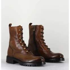 Bottines A Boutonniere En Cuir Camel Patine - 2738 Buffalo Segale