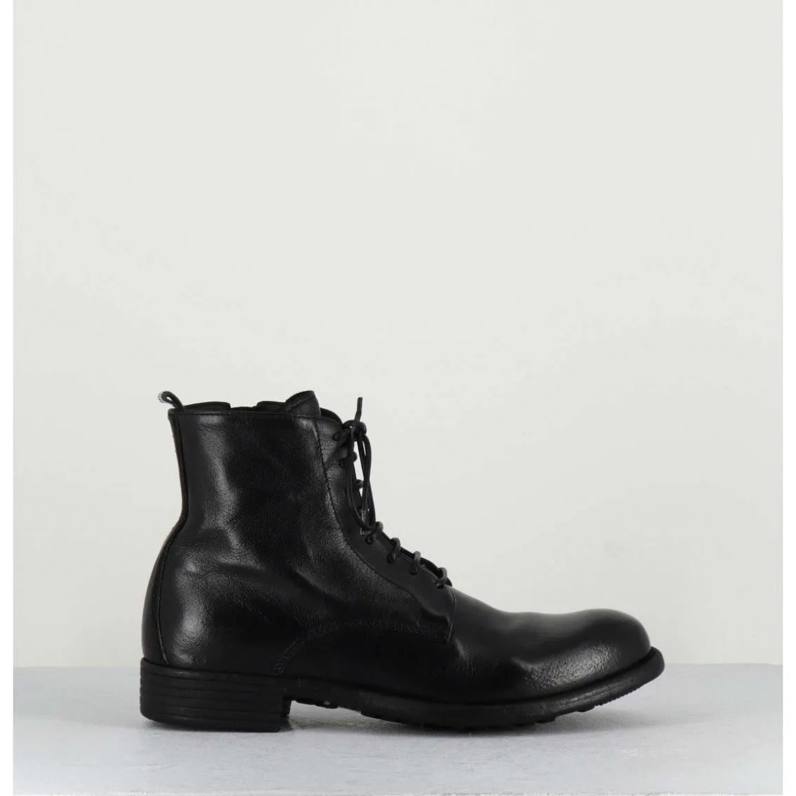Bottines A Lacets En Cuir Noir - Calixte02 Nero