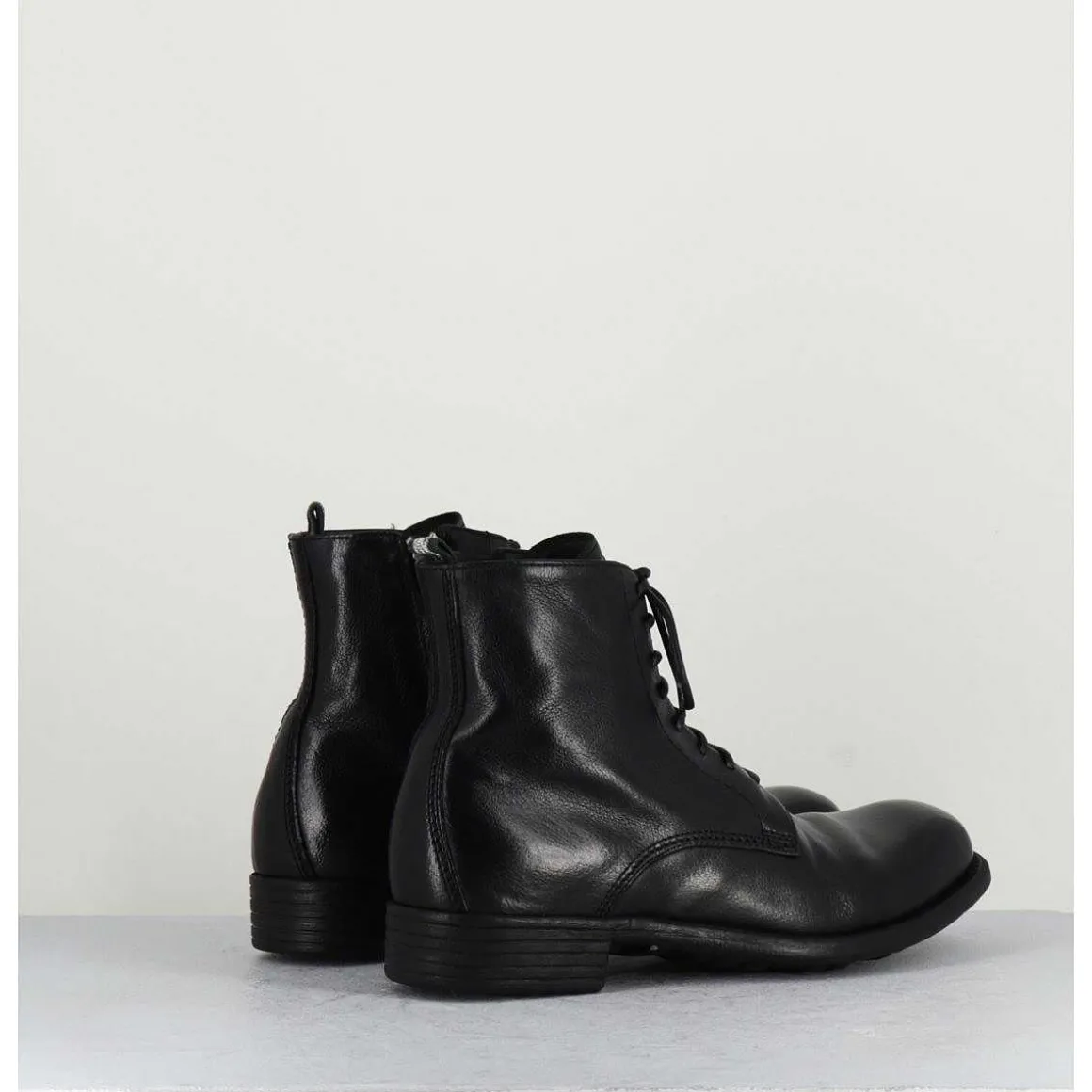 Bottines A Lacets En Cuir Noir - Calixte02 Nero