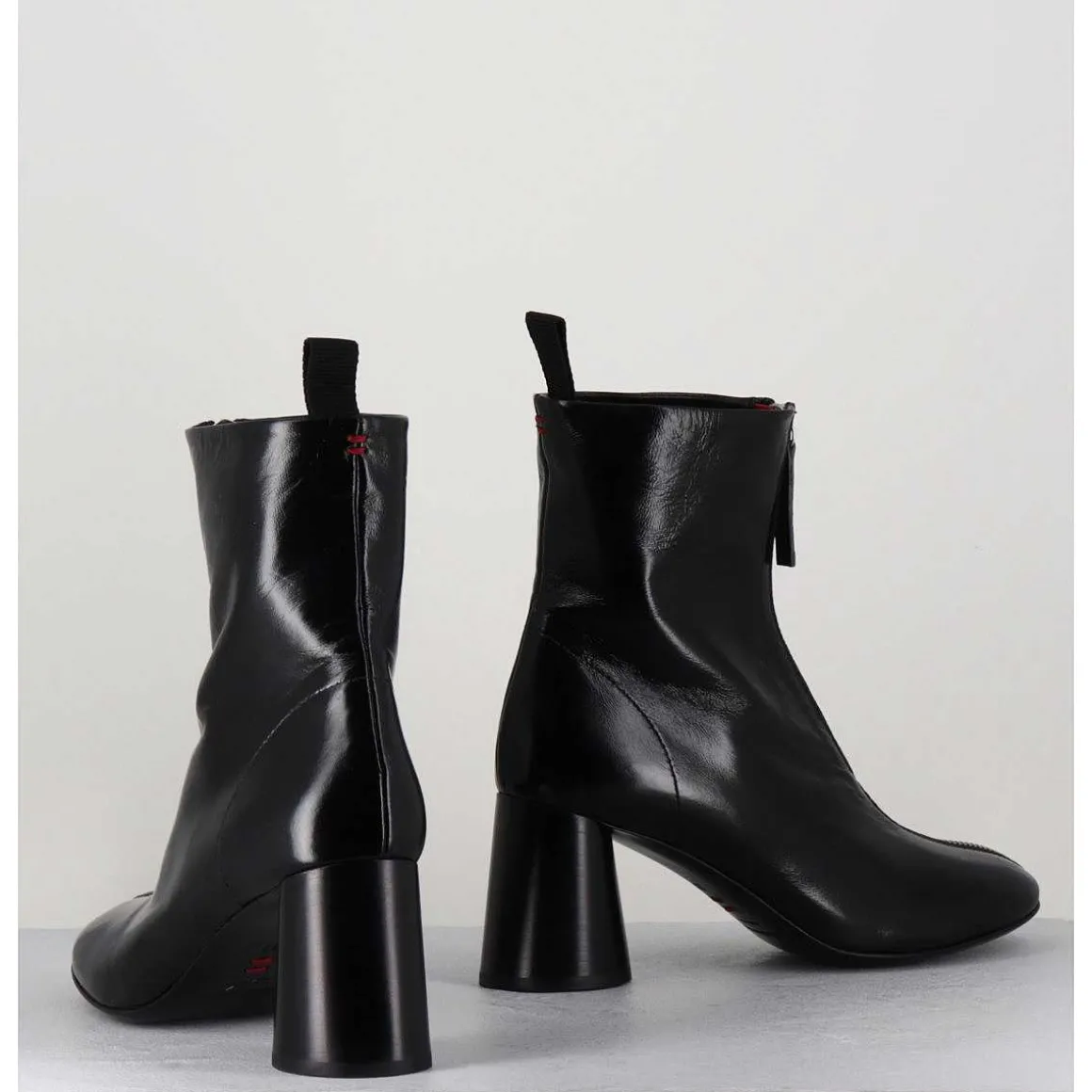 Bottines En Cuir Brillant Noir Tres Souple - Ace07 Nero