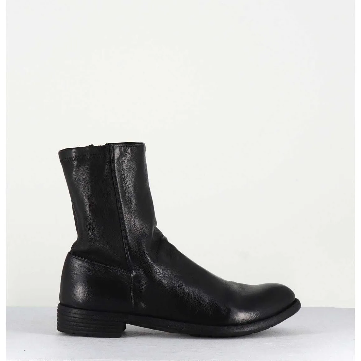 Bottines En Cuir Noir & Arriere Stretch - Mars043 Nero