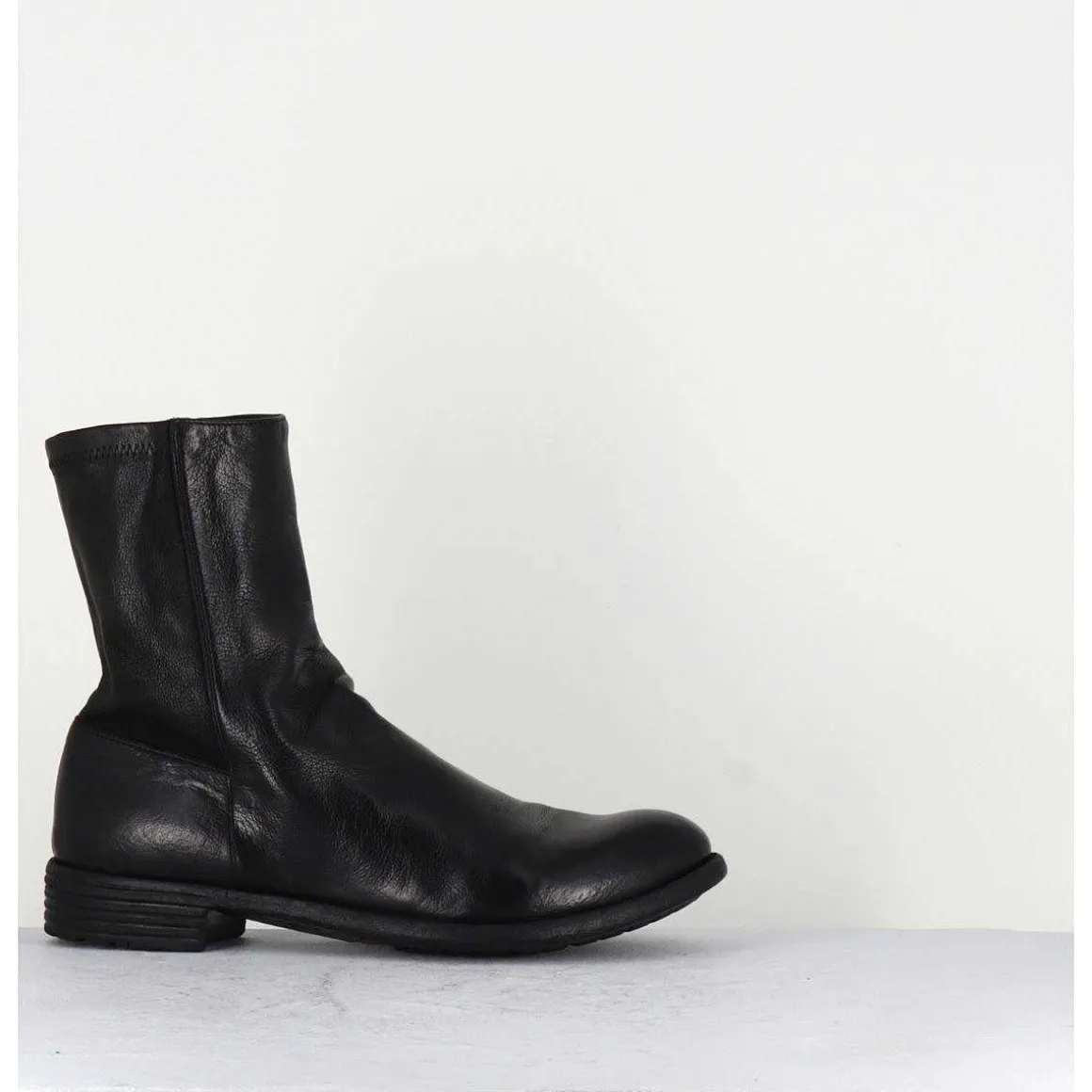 Bottines En Cuir Noir & Arriere Stretch - Mars043 Nero