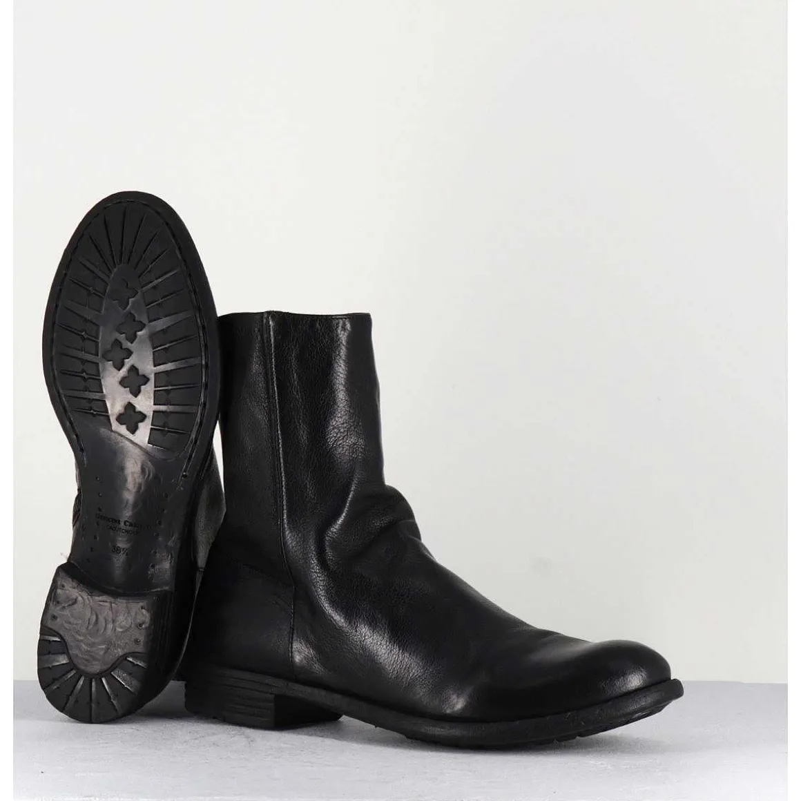 Bottines En Cuir Noir & Arriere Stretch - Mars043 Nero