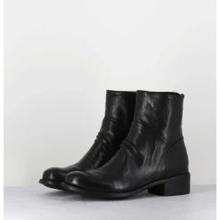 Bottines En Cuir Noir - Lison Caou 045 Nero