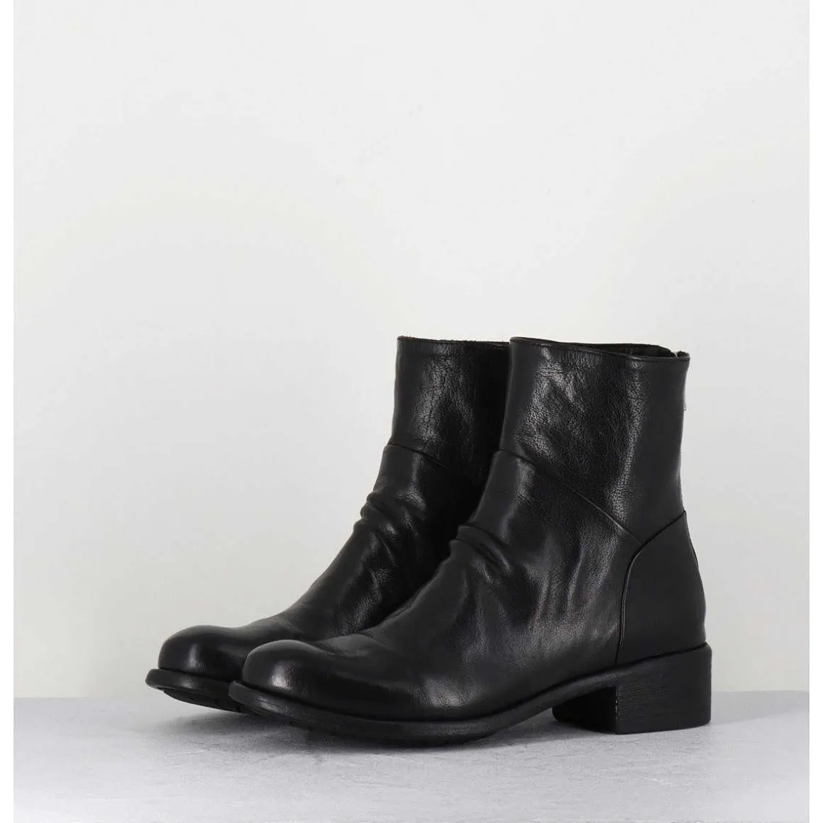 Bottines En Cuir Noir - Lison Caou 045 Nero