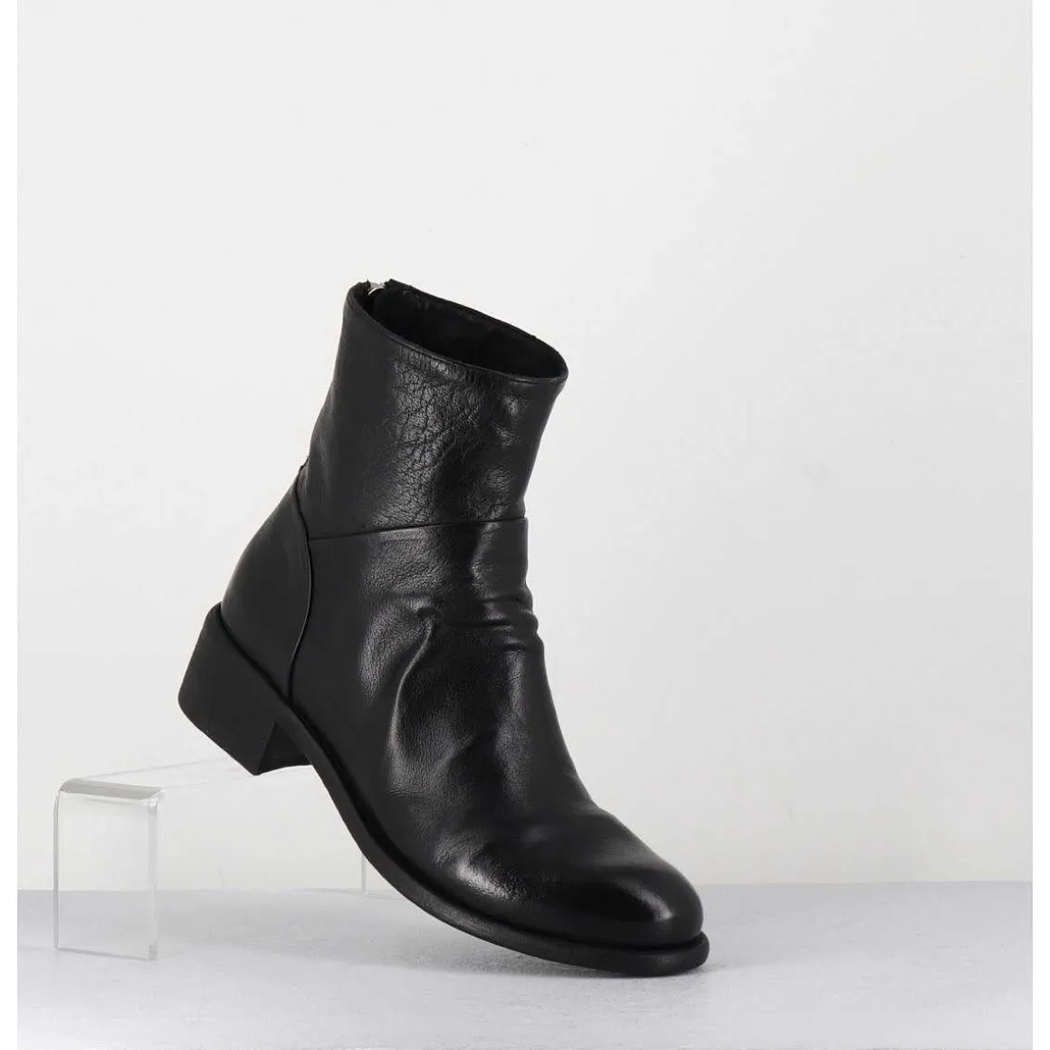 Bottines En Cuir Noir - Lison Caou 045 Nero