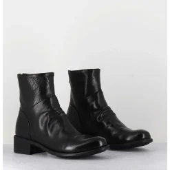 Bottines En Cuir Noir - Lison Caou 045 Nero