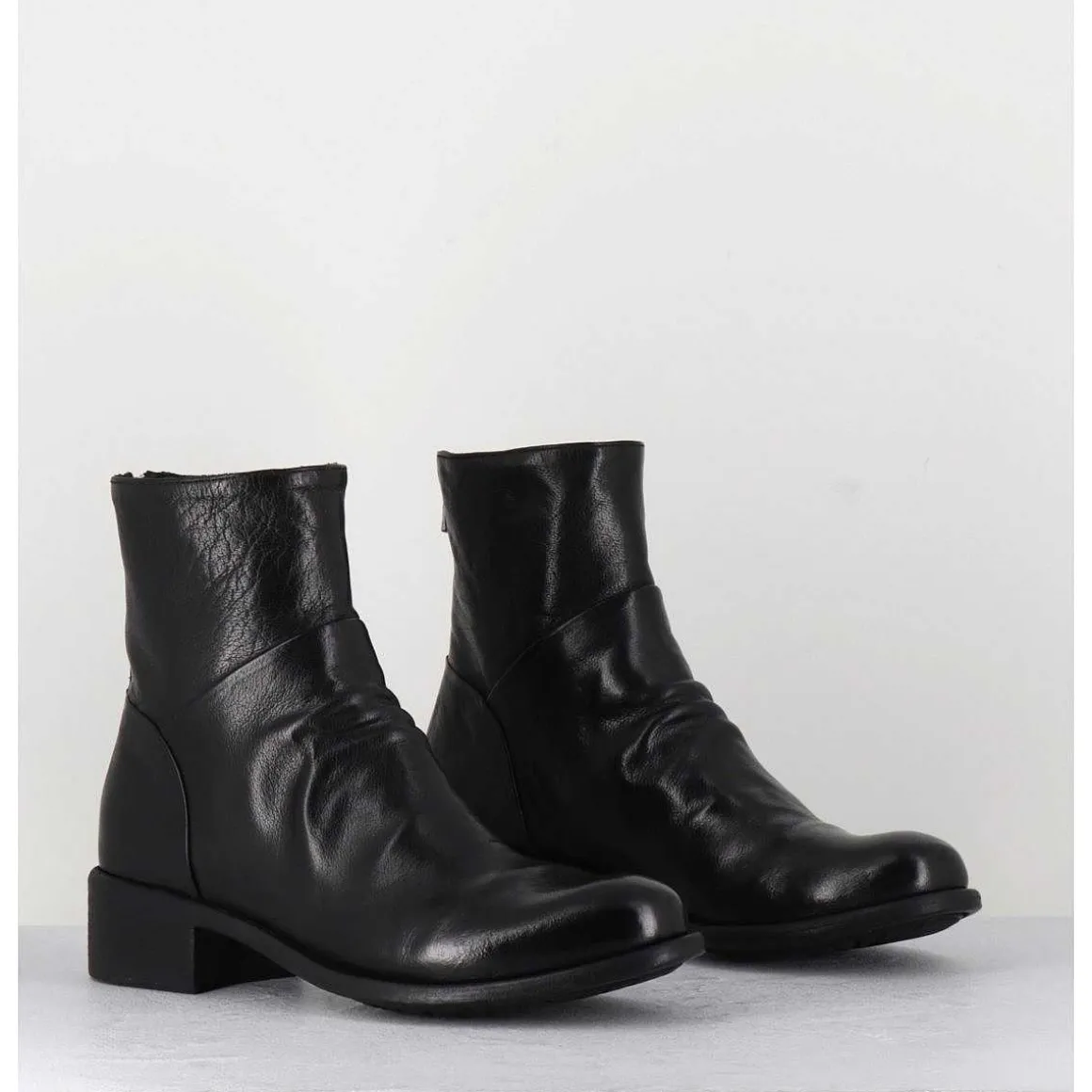 Bottines En Cuir Noir - Lison Caou 045 Nero