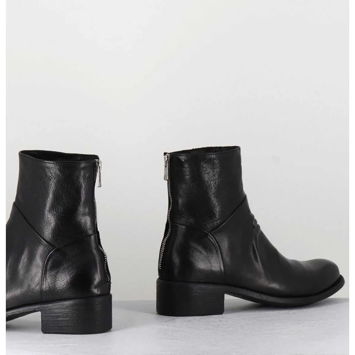 Bottines En Cuir Noir - Lison Caou 045 Nero
