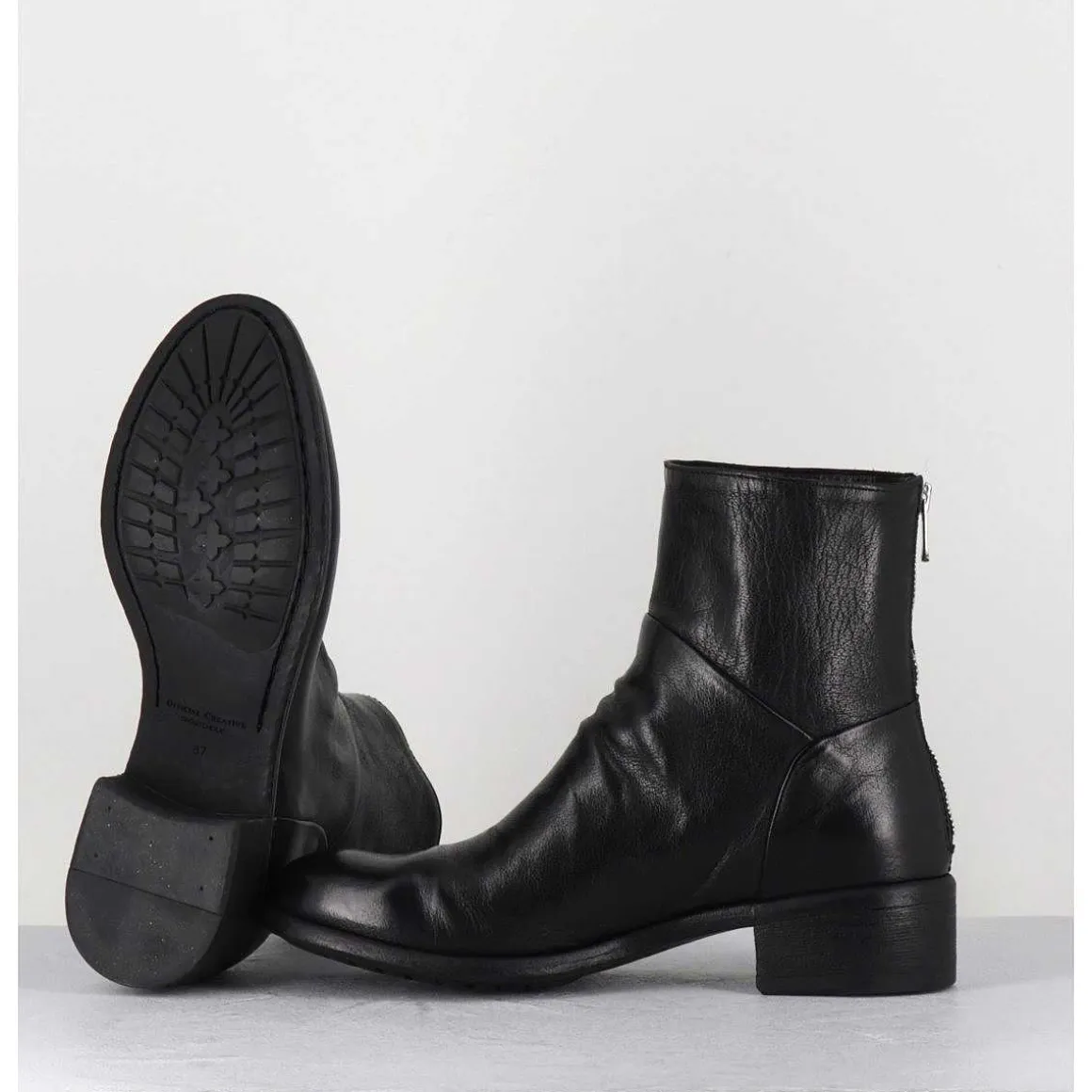 Bottines En Cuir Noir - Lison Caou 045 Nero
