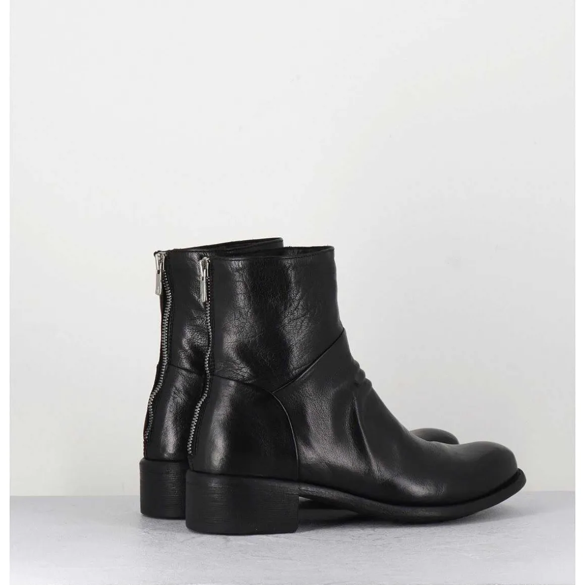 Bottines En Cuir Noir - Lison Caou 045 Nero