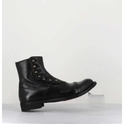 Bottines En Cuir Noir A Boutons - Lexikon095 Nero
