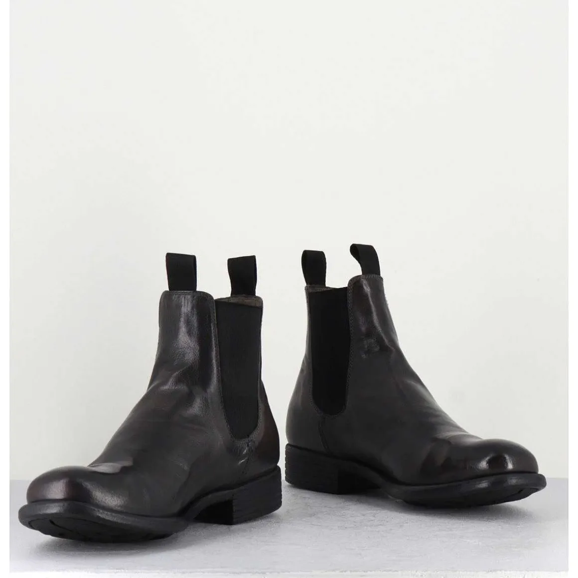 Bottines En Cuir Souple Marron-Anthracite - Calixte004 Magnet