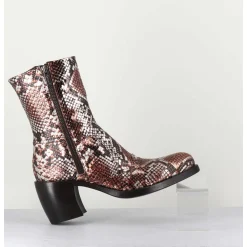 Bottines Esprit Santiags En Cuir Impression Python Brun Metallise - 15616 Luxury