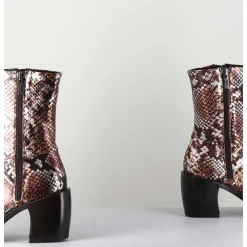Bottines Esprit Santiags En Cuir Impression Python Brun Metallise - 15616 Luxury
