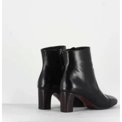 Bottines Petit Talons En Cuir Noir F568 - Garrice Lab