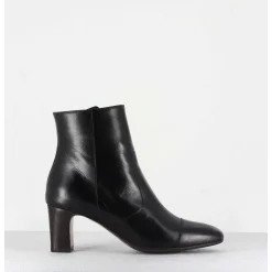 Bottines Petit Talons En Cuir Noir F568 - Garrice Lab