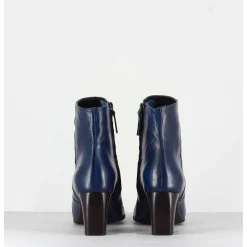 Bottines Petit Talons En Cuir Marine F568 - Garrice Lab