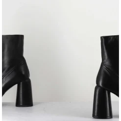 Bottines Plateforme En Cuir Noir Retro A Zip Central - Elsa07 Nero