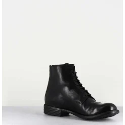 Bottines Plates A Lacets En Cuir Noir - Mars007 Nero
