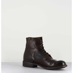 Bottines Plates A Lacets En Cuir Marron - Mars007
