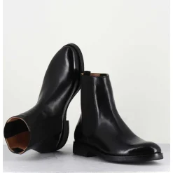 Bottines Plates En Cuir Noir A Elastiques - Camil 70017 Black