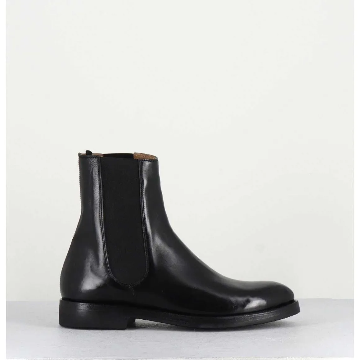 Bottines Plates En Cuir Noir A Elastiques - Camil 70017 Black