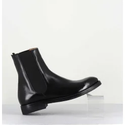 Bottines Plates En Cuir Noir A Elastiques - Camil 70017 Black
