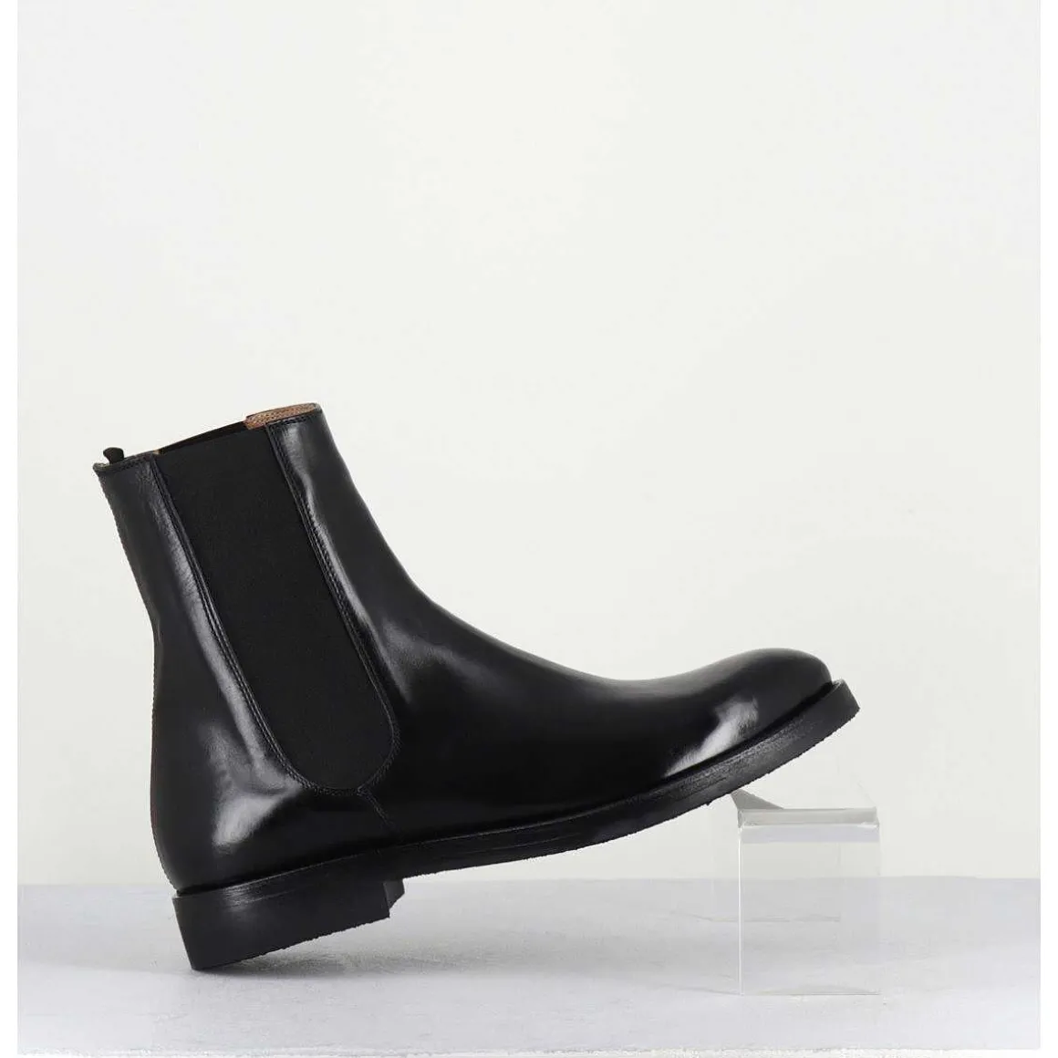 Bottines Plates En Cuir Noir A Elastiques - Camil 70017 Black