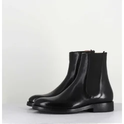 Bottines Plates En Cuir Noir A Elastiques - Camil 70017 Black