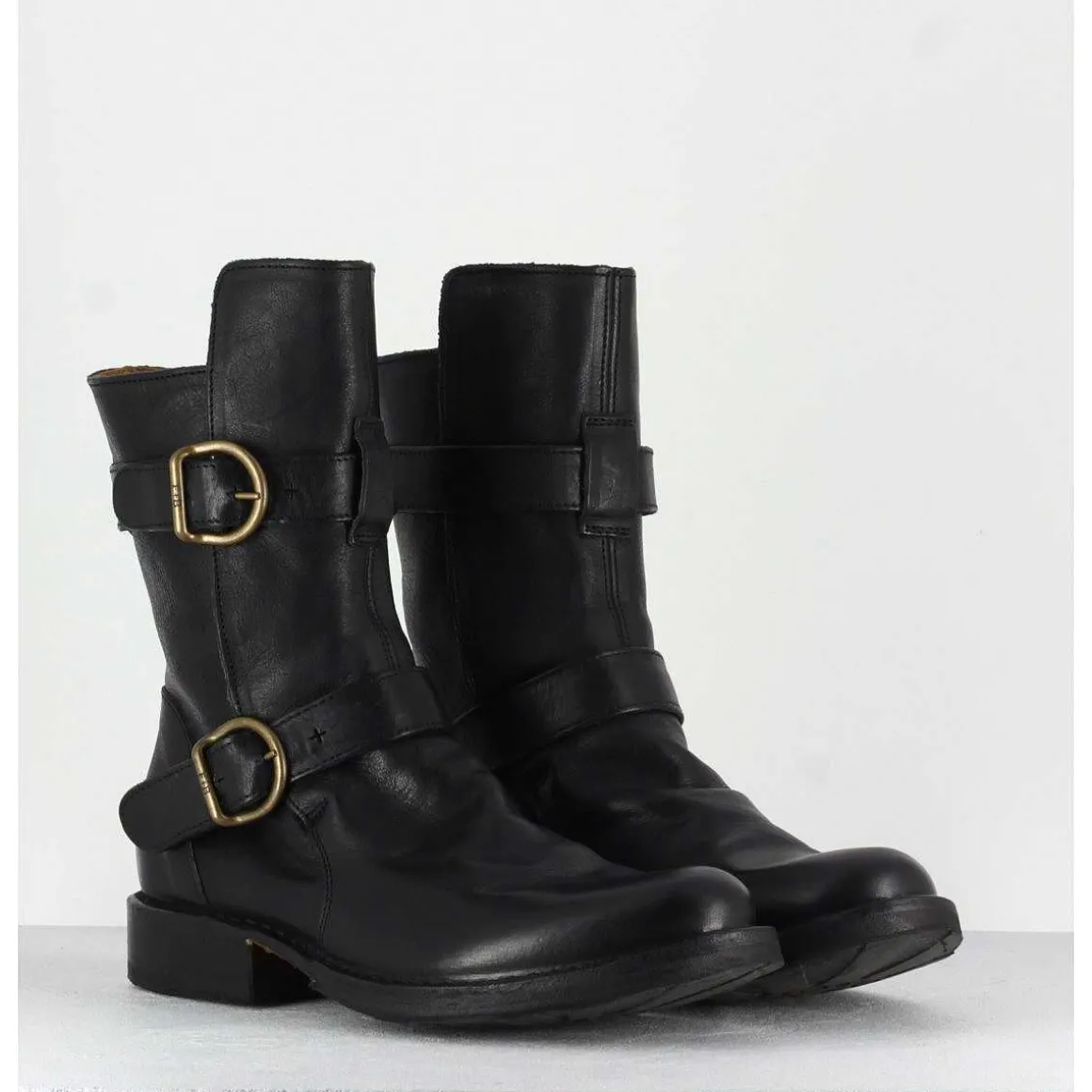 Bottines Style Motarde En Cuir Noir Fiorentini Baker - 713 Eternity