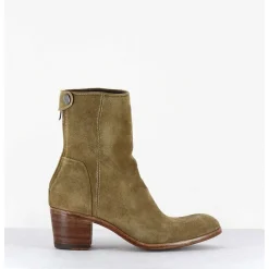Bottines Talon Bottier En Daim Camel - Maya31019D