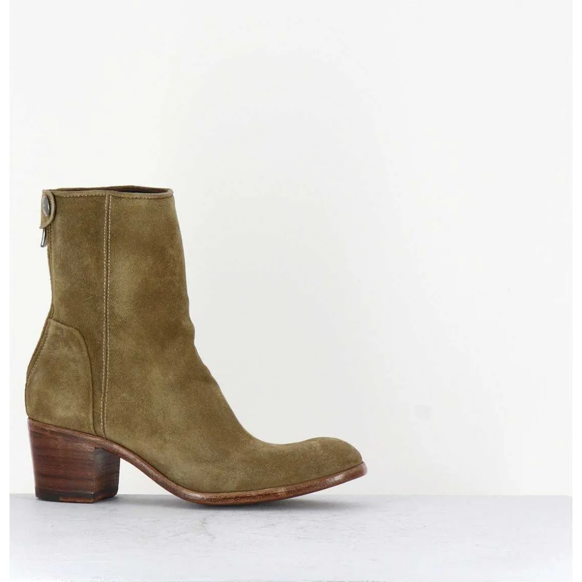 Bottines Talon Bottier En Daim Camel - Maya31019D