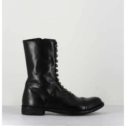 Bottines Tige Haute En Cuir Noir A Boutons - Lexikon101 Nero
