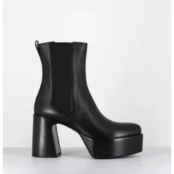 Bouts A Plateforme Bout Pointu Cuir Noir - M6571 Nappa Nero