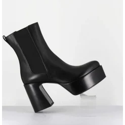 Bouts A Plateforme Bout Pointu Cuir Noir - M6571 Nappa Nero