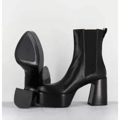 Bouts A Plateforme Bout Pointu Cuir Noir - M6571 Nappa Nero