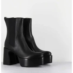 Bouts A Plateforme Bout Pointu Cuir Noir - M6571 Nappa Nero