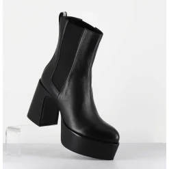 Bouts A Plateforme Bout Pointu Cuir Noir - M6571 Nappa Nero