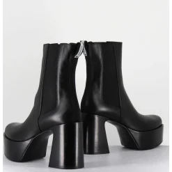 Bouts A Plateforme Bout Pointu Cuir Noir - M6571 Nappa Nero