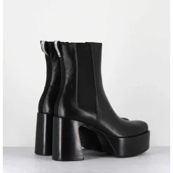 Bouts A Plateforme Bout Pointu Cuir Noir - M6571 Nappa Nero