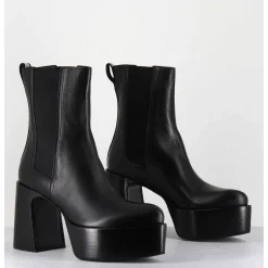 Bouts A Plateforme Bout Pointu Cuir Noir - M6571 Nappa Nero