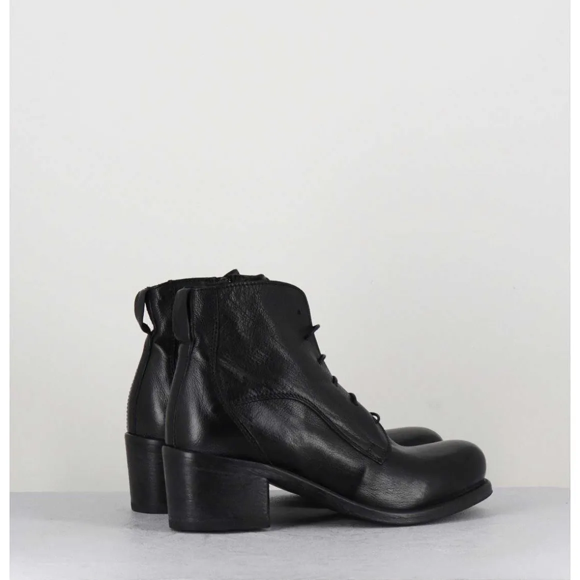 Chaussures En Cuir Noir A Lacets - 1Cw348 Nero