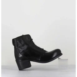 Chaussures En Cuir Noir A Lacets - 1Cw348 Nero